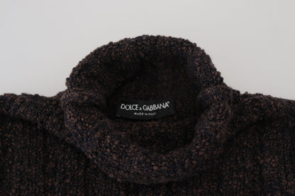 Dolce &amp; Gabbana – Brauner Rollkragenpullover aus Wollstrick