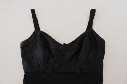 Dolce &amp; Gabbana – Schwarzes, eng anliegendes Mini-Etuikleid aus Wollstretch