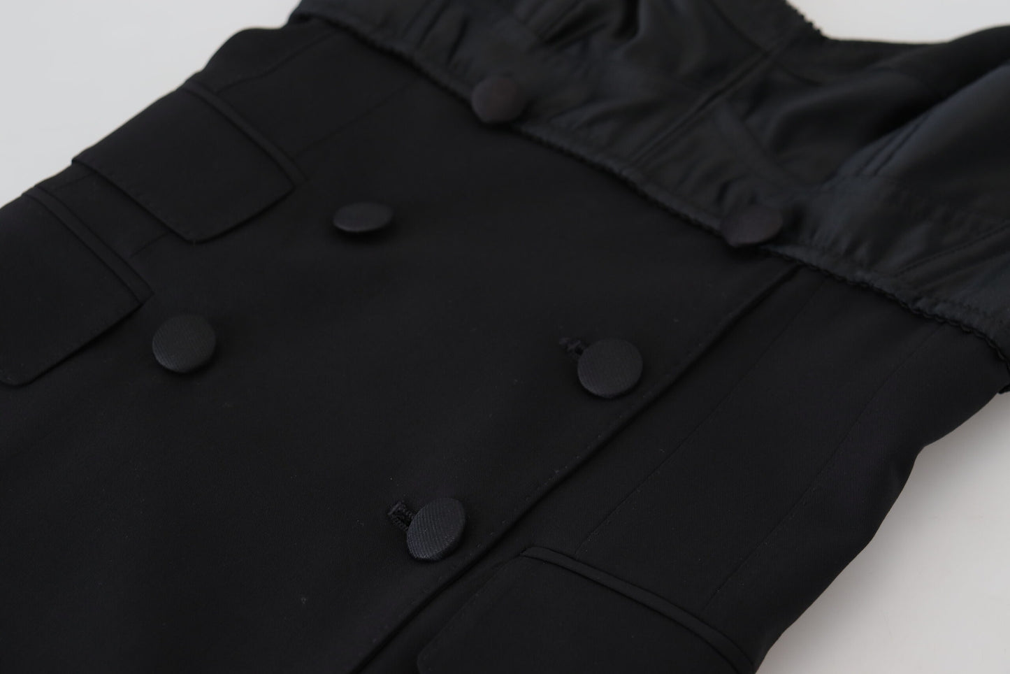 Dolce &amp; Gabbana – Schwarzes, eng anliegendes Mini-Etuikleid aus Wollstretch