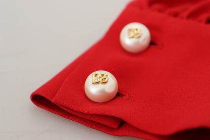 Dolce &amp; Gabbana – Knielanges Etuikleid aus roter Seide in A-Linie