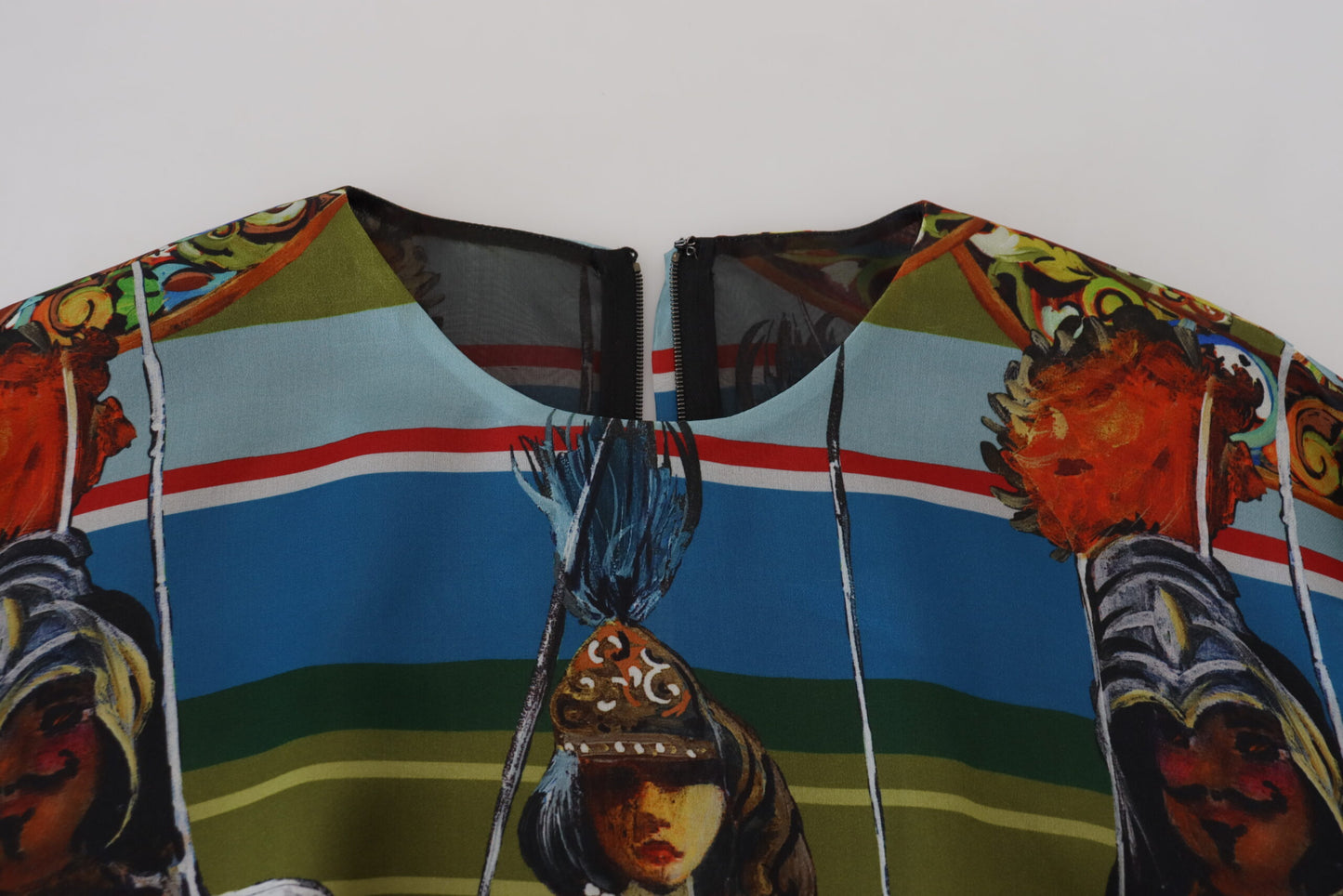 Dolce &amp; Gabbana – Langes A-Linien-Kleid aus mehrfarbiger sizilianischer Seide