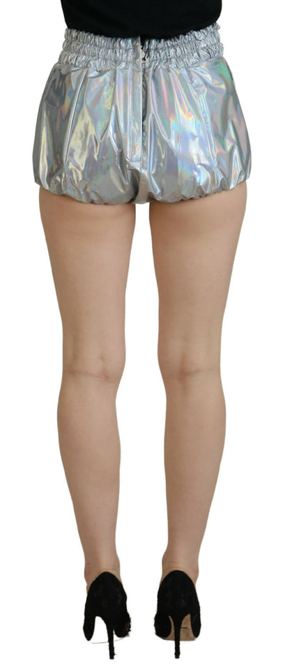 Dolce &amp; Gabbana, silberne holografische Hotpants-Shorts mit hoher Taille