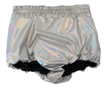 Dolce &amp; Gabbana, silberne holografische Hotpants-Shorts mit hoher Taille