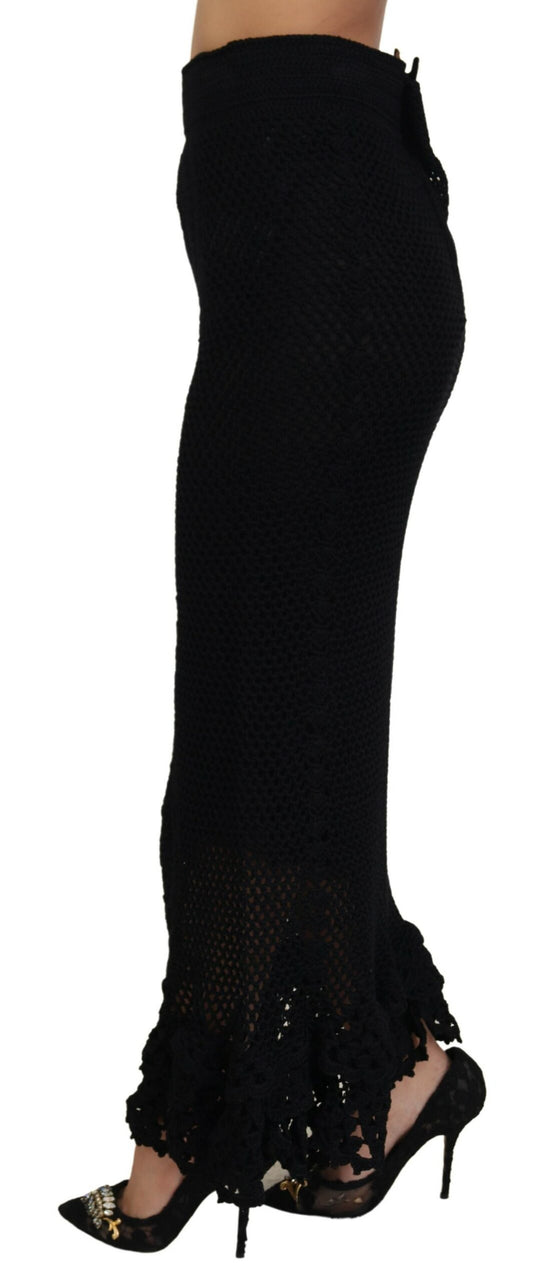 Dolce &amp; Gabbana – Schwarzer Meerjungfrauenrock aus gestrickter Baumwolle mit hoher Taille
