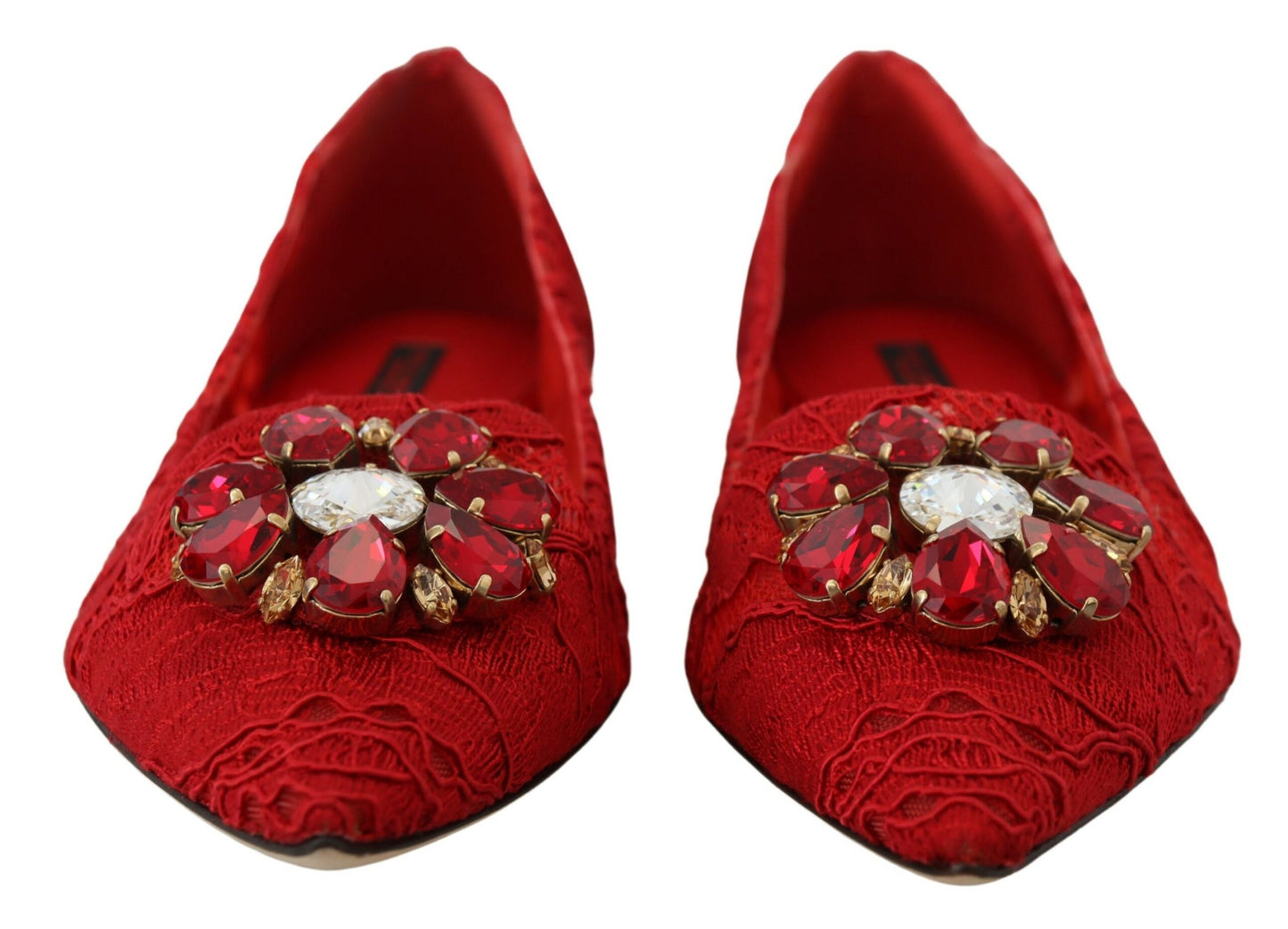 Dolce &amp; Gabbana Rote Taormina Kristalle Loafer Flats Schuhe