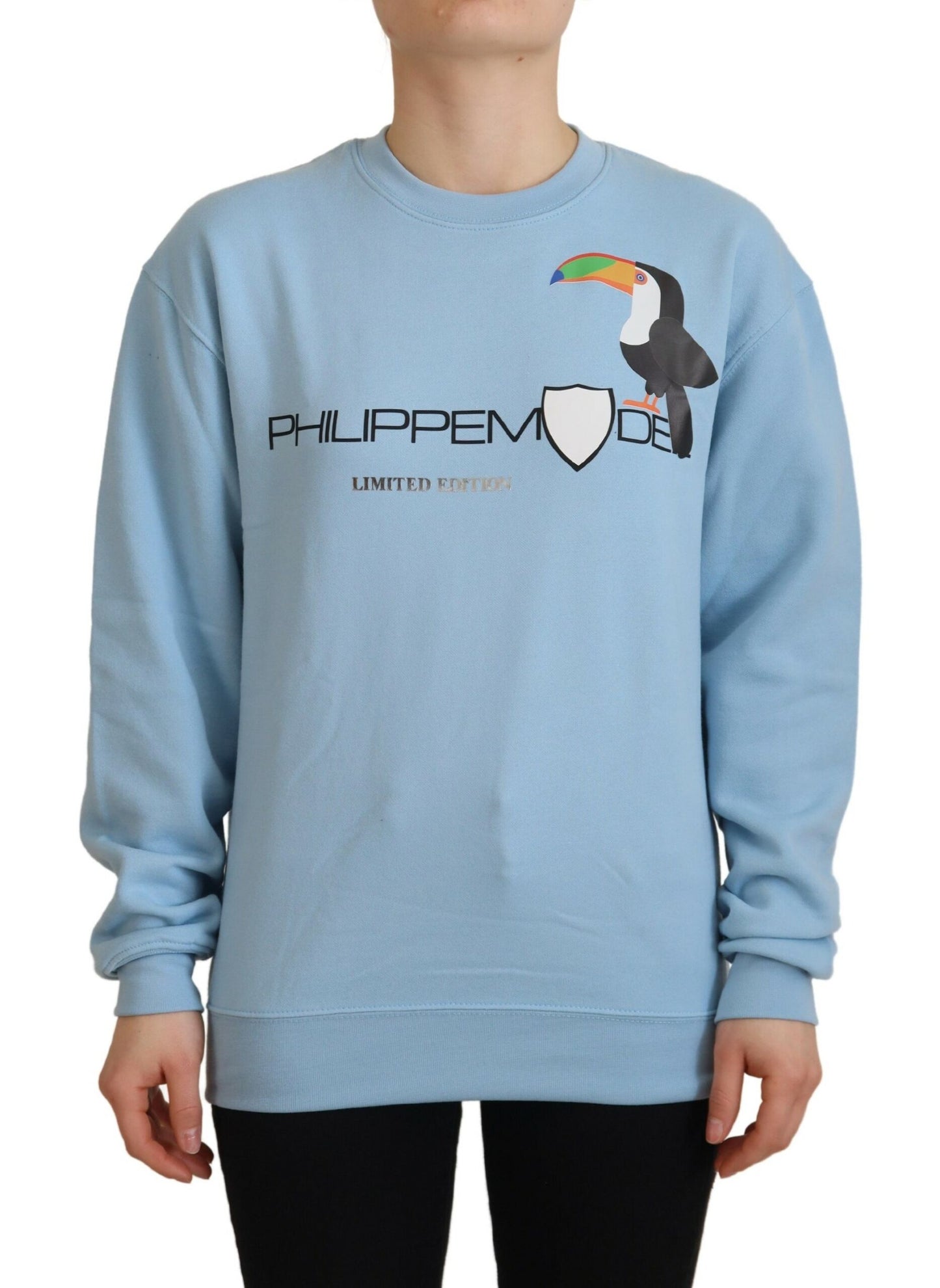Philippe Model – Hellblauer Pullover mit Logo-Aufdruck und langen Ärmeln