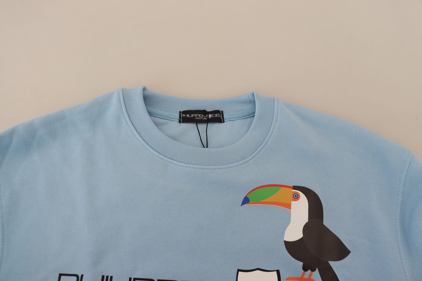 Philippe Model – Hellblauer Pullover mit Logo-Aufdruck und langen Ärmeln