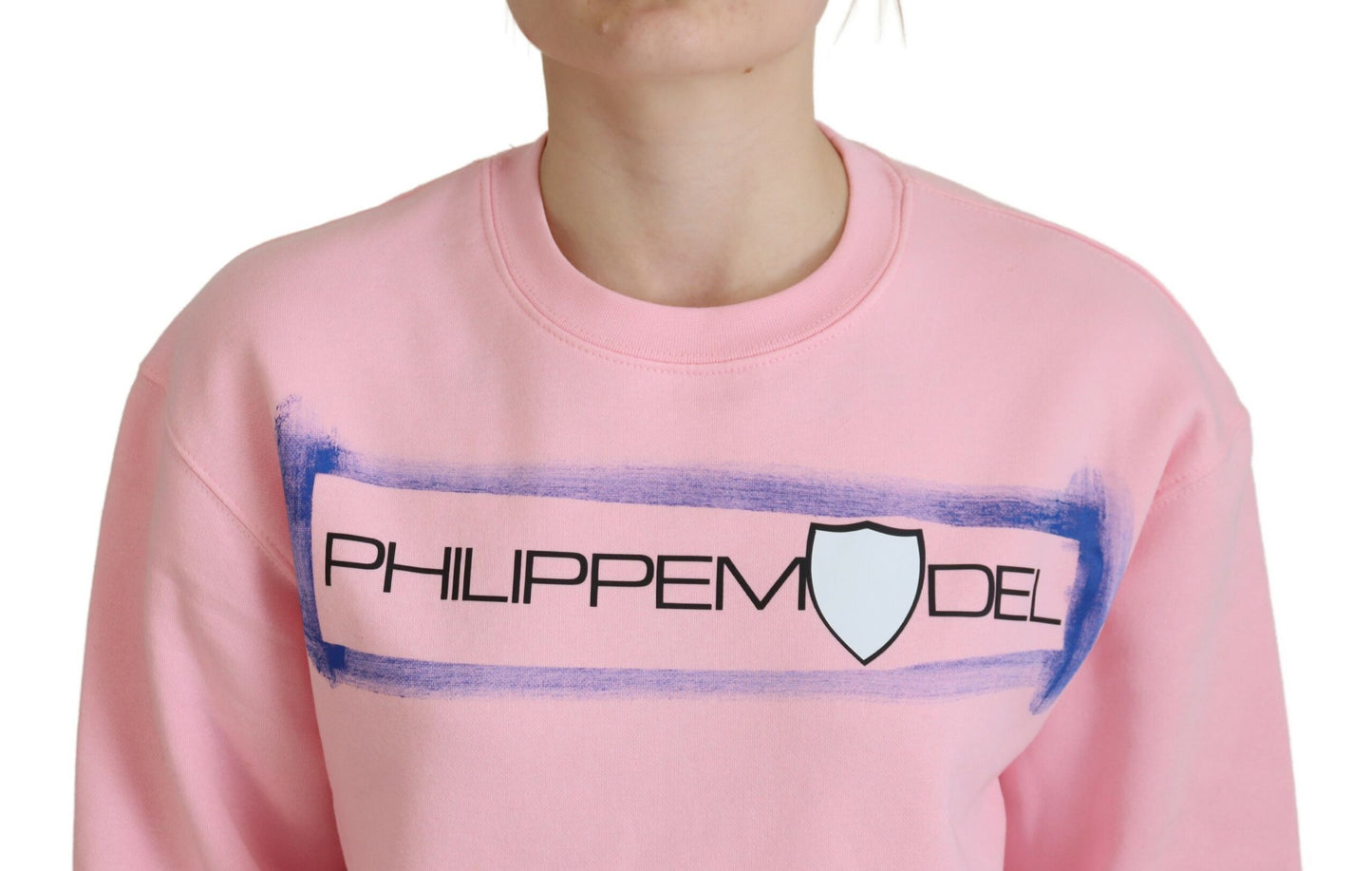 Philippe Model – Rosa bedruckter Pullover mit langen Ärmeln