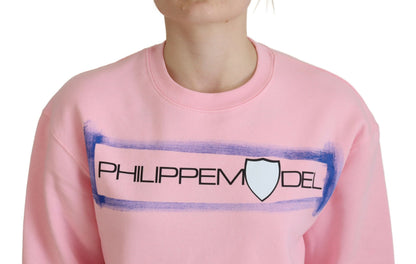 Philippe Model – Rosa bedruckter Pullover mit langen Ärmeln