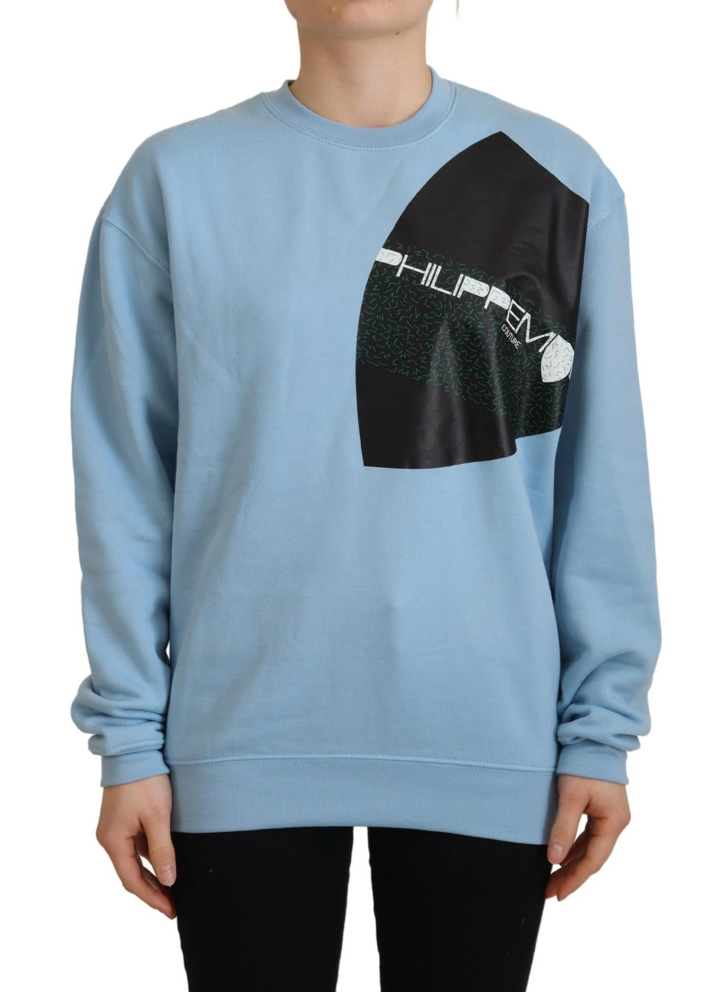 Philippe Model – Hellblauer Pullover mit Logo-Aufdruck und langen Ärmeln