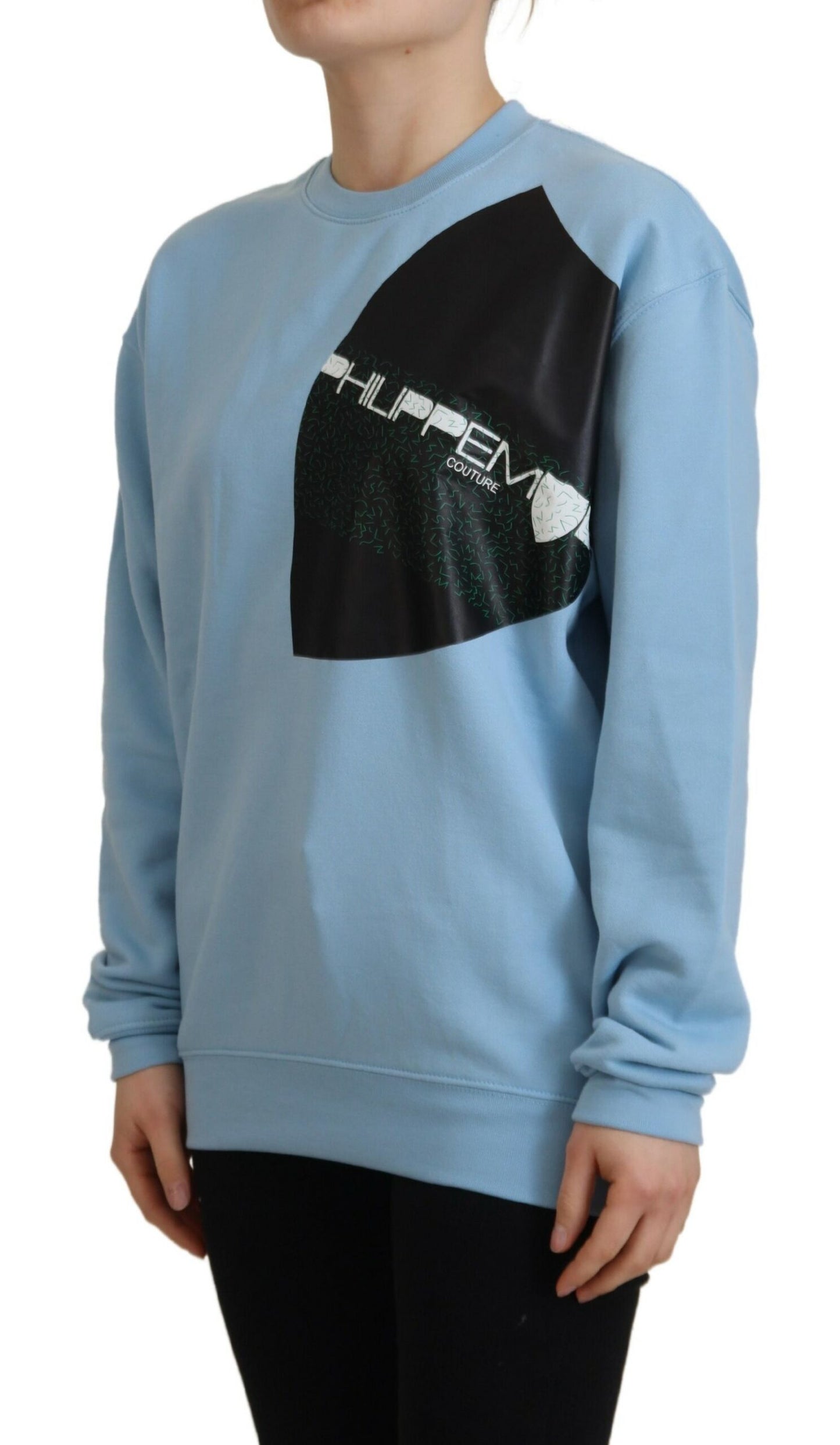 Philippe Model – Hellblauer Pullover mit Logo-Aufdruck und langen Ärmeln