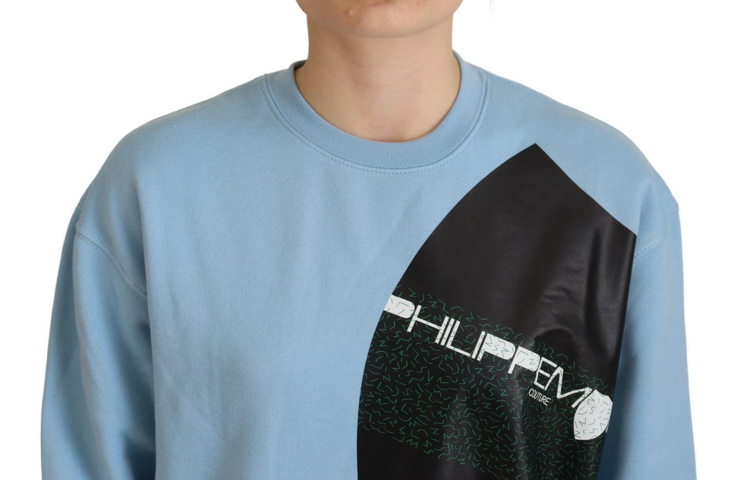 Philippe Model – Hellblauer Pullover mit Logo-Aufdruck und langen Ärmeln