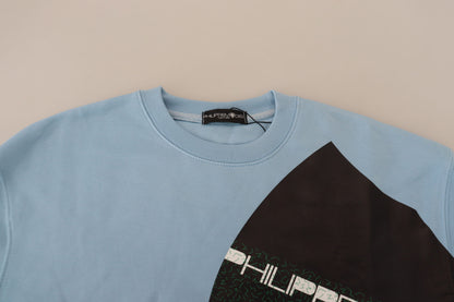 Philippe Model – Hellblauer Pullover mit Logo-Aufdruck und langen Ärmeln