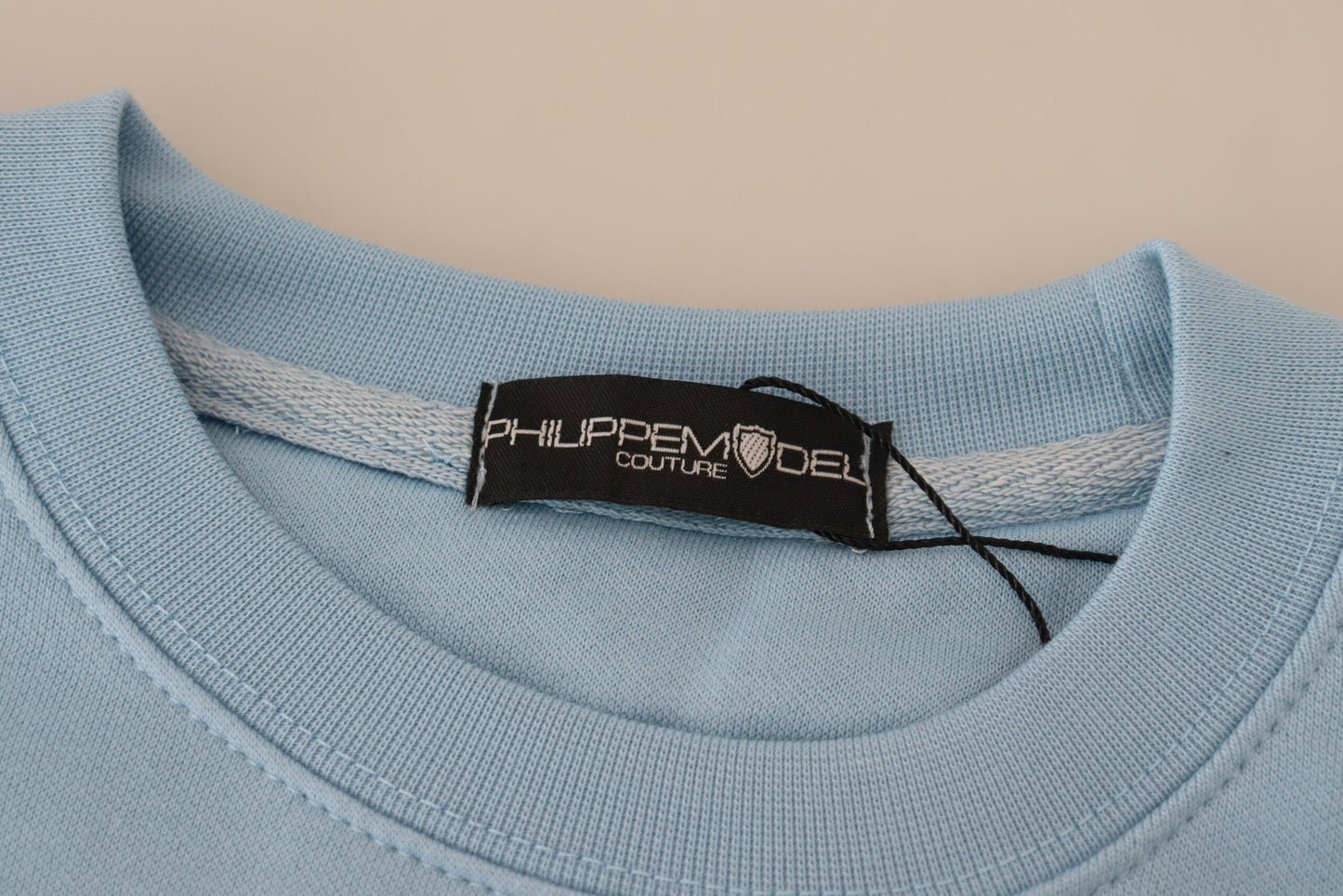 Philippe Model – Hellblauer Pullover mit Logo-Aufdruck und langen Ärmeln