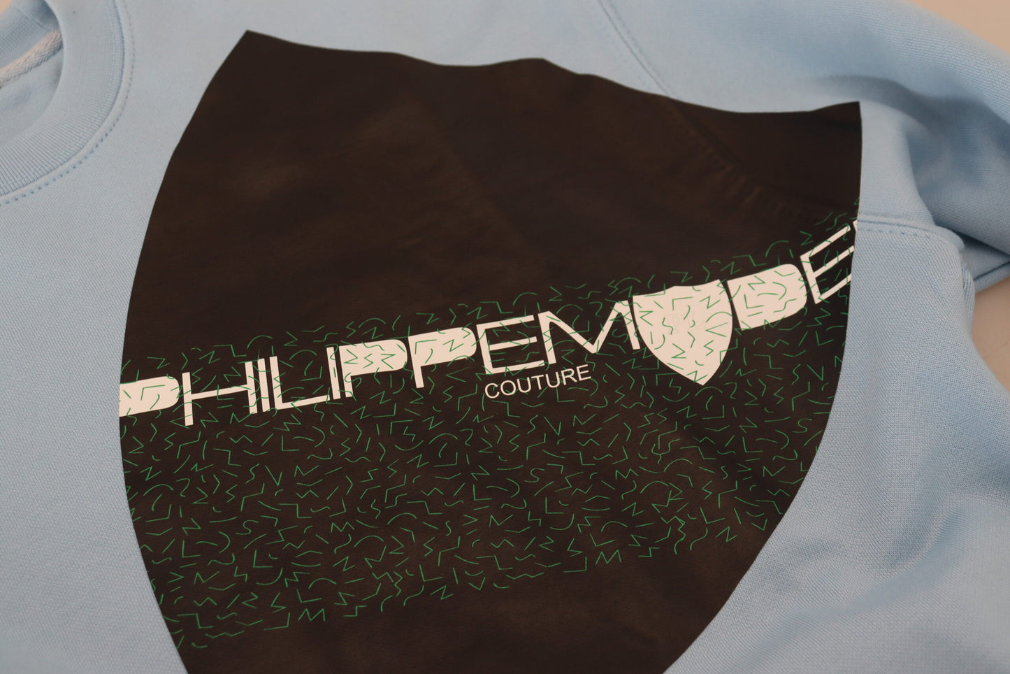 Philippe Model – Hellblauer Pullover mit Logo-Aufdruck und langen Ärmeln