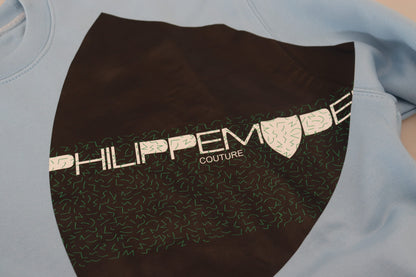 Philippe Model – Hellblauer Pullover mit Logo-Aufdruck und langen Ärmeln