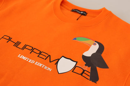 Philippe Model – Orangefarbener Pullover mit langen Ärmeln und Print