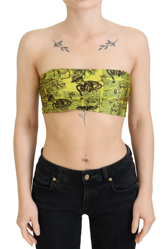 John Galliano – Kurze Bluse mit gelbem Zeitungsdruck