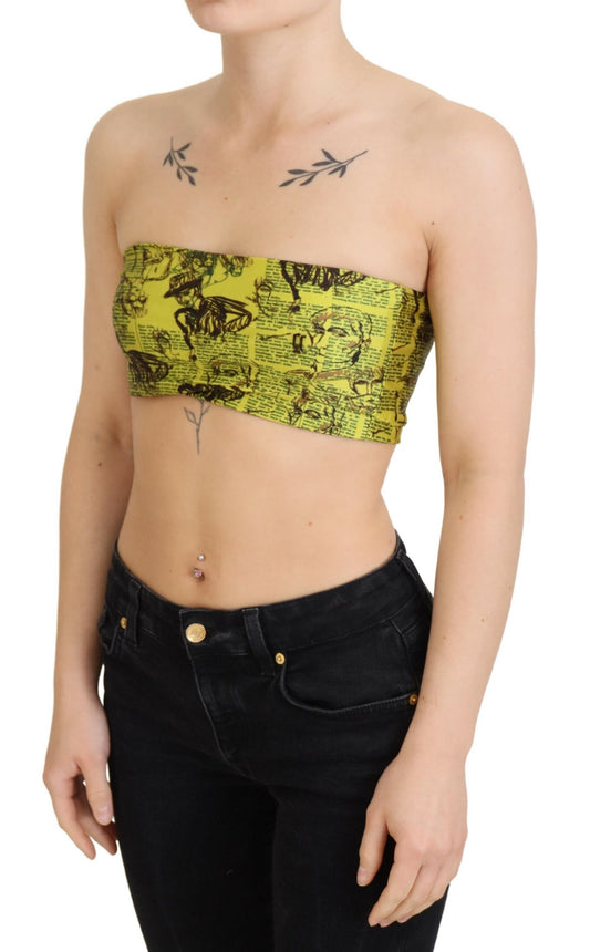 John Galliano – Kurze Bluse mit gelbem Zeitungsdruck
