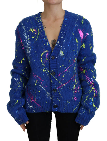 Dolce &amp; Gabbana Blauer Color Splash Mohair-Cardigan