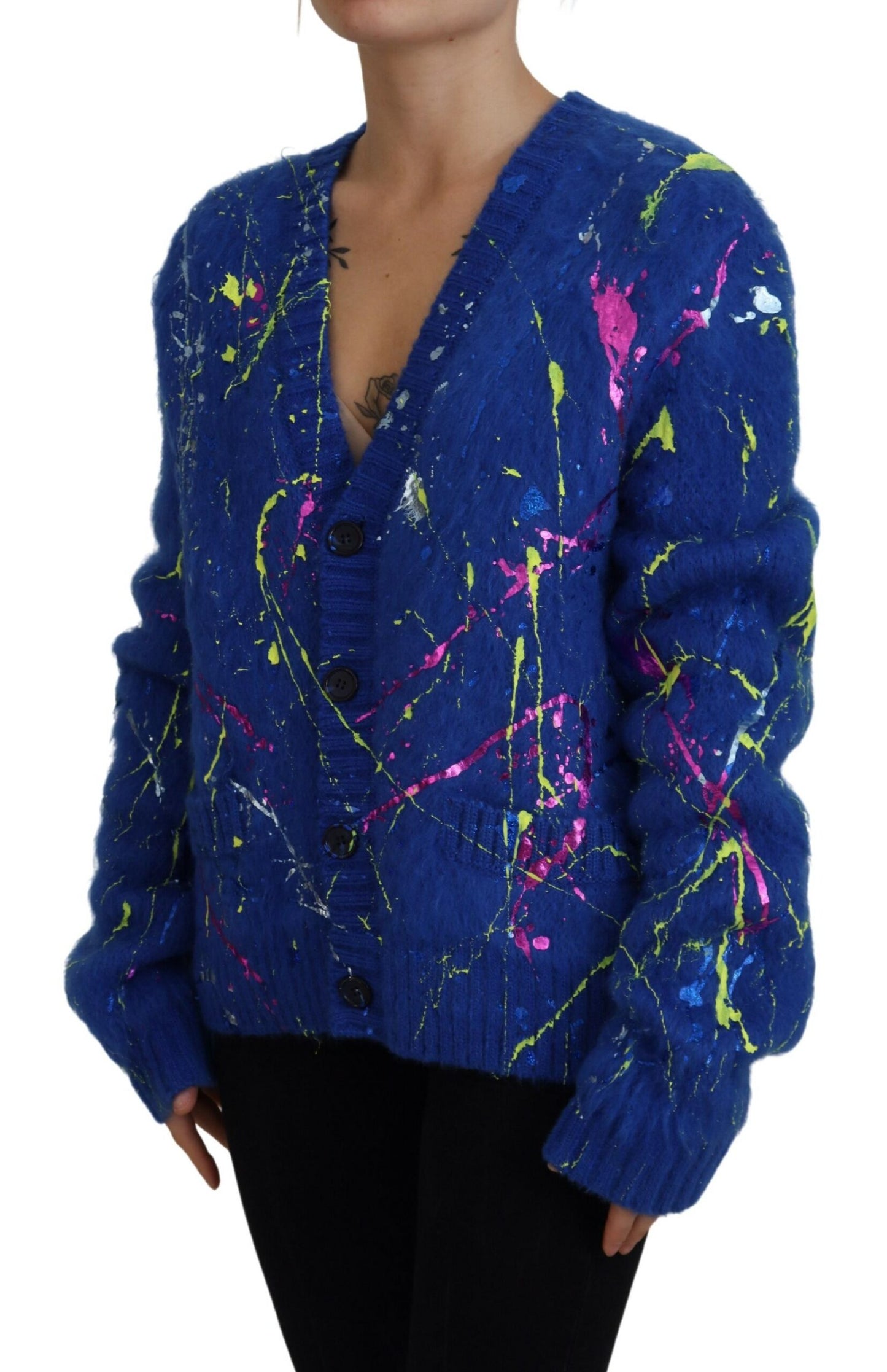 Dolce &amp; Gabbana Blauer Color Splash Mohair-Cardigan