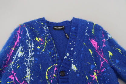 Dolce &amp; Gabbana Blauer Color Splash Mohair-Cardigan
