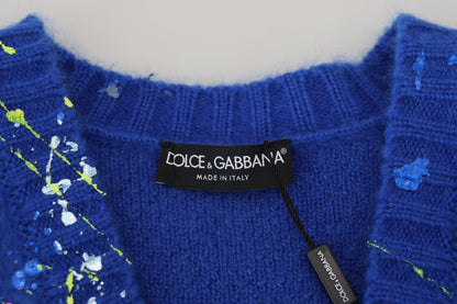 Dolce &amp; Gabbana Blauer Color Splash Mohair-Cardigan
