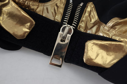 Dolce &amp; Gabbana – Ärmelloses, kurzes Bustier-Top in Schwarz und Gold