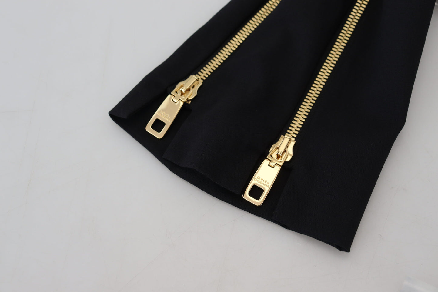 Dolce &amp; Gabbana – Schwarze, hoch taillierte Karottenhose aus Wolle