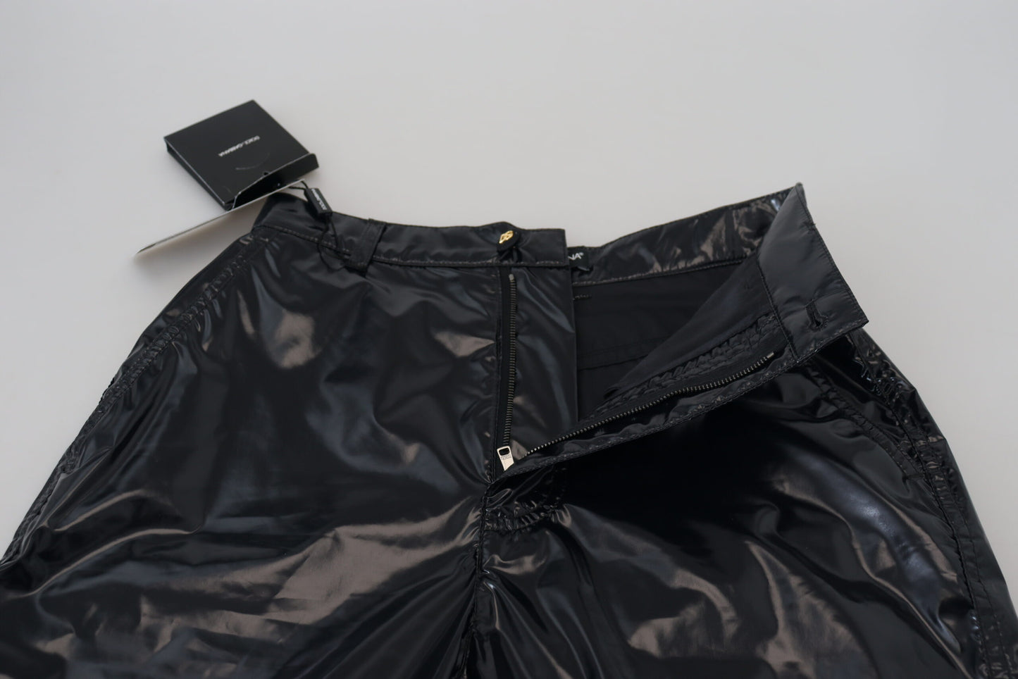 Dolce &amp; Gabbana – Schwarze Skinny-Hose aus Nylon mit hoher Taille