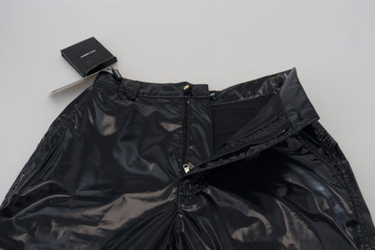 Dolce &amp; Gabbana – Schwarze Skinny-Hose aus Nylon mit hoher Taille