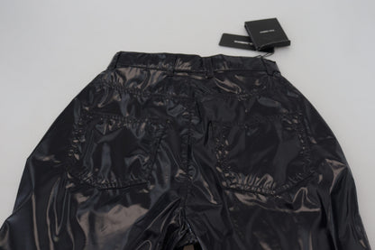 Dolce &amp; Gabbana – Schwarze Skinny-Hose aus Nylon mit hoher Taille
