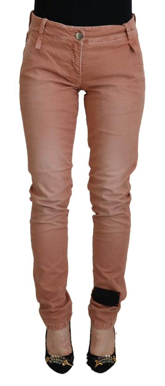 Acht Pink Mid Waist Slim Fit Damen Freizeithose
