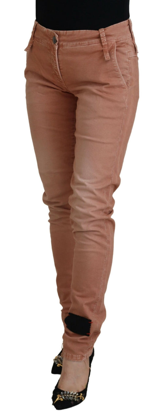 Acht Pink Mid Waist Slim Fit Damen Freizeithose