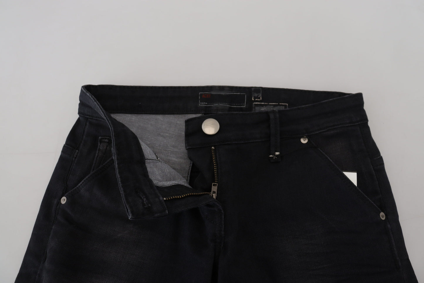 Acht Schwarze Skinny Jeans aus gewaschener Baumwolle für Damen