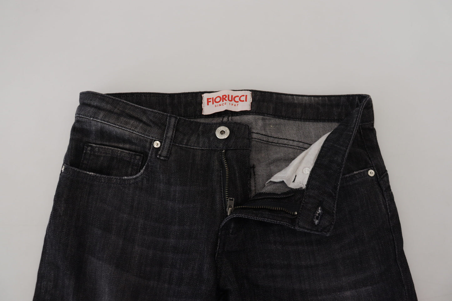 Fiorucci Schwarze Skinny-Jeans aus Baumwolle mit niedriger Taille für Damen