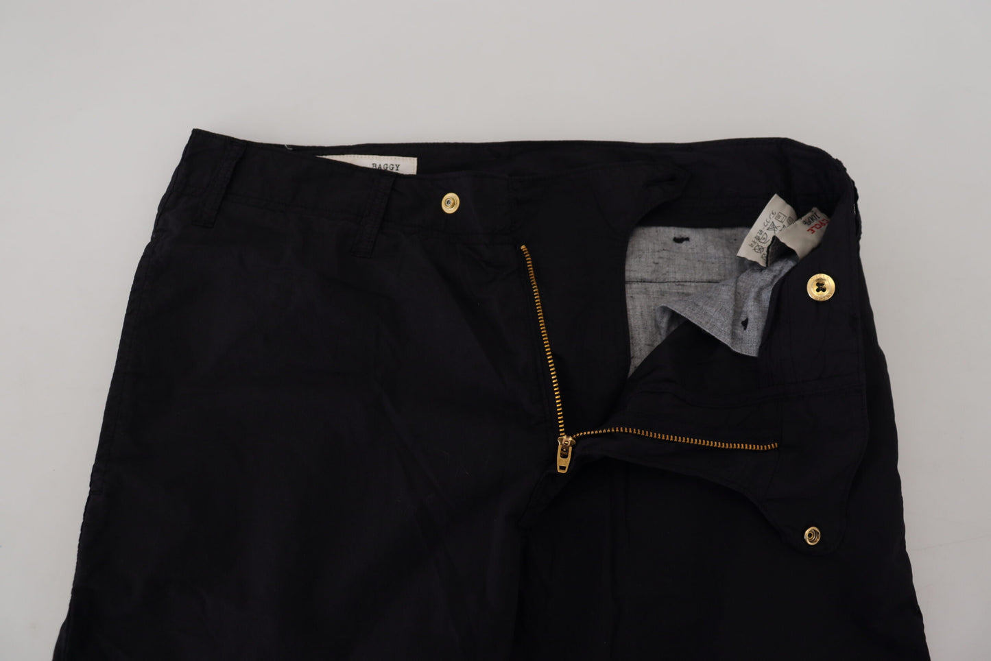 CYCLE Schwarze Baggy-Hose aus Baumwolle mit hoher Taille für Damen