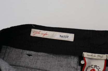 CYCLE Schwarze Baggy-Hose aus Baumwolle mit hoher Taille für Damen