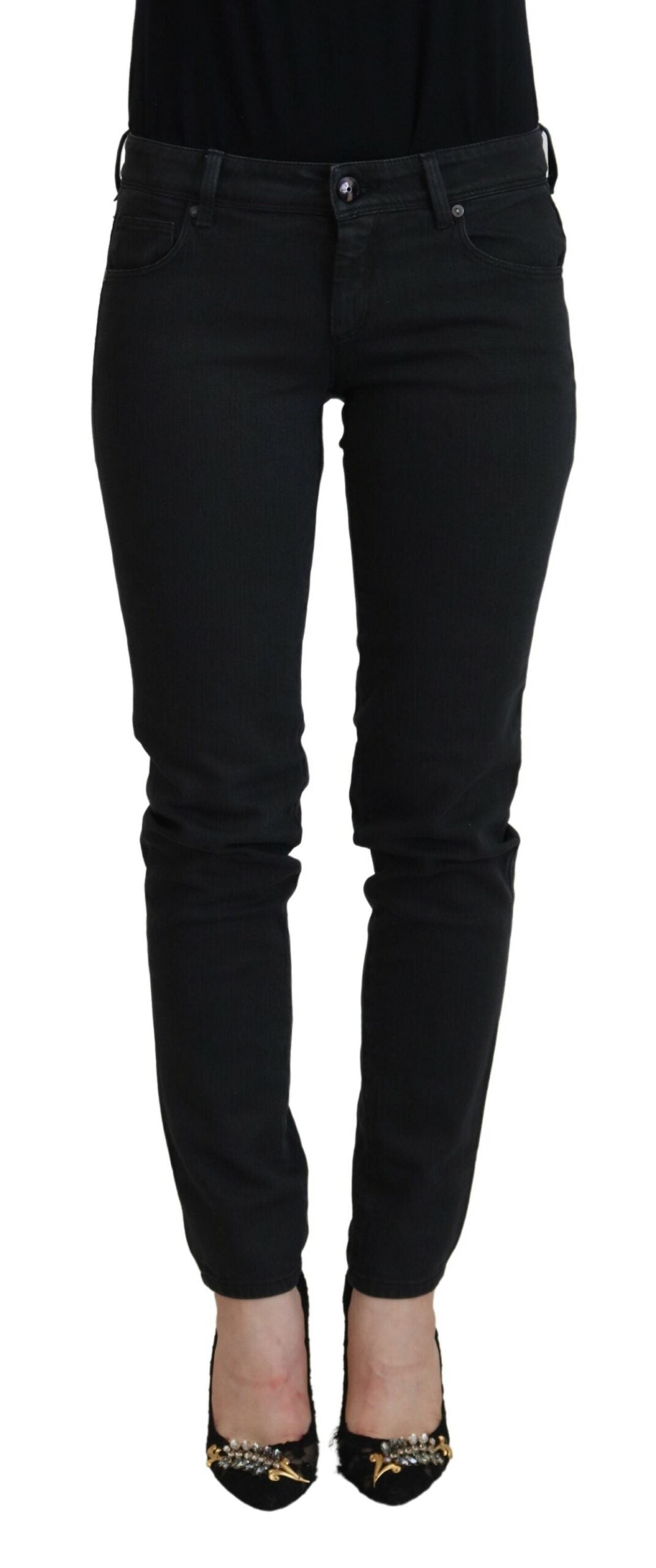 Ermanno Scervino Schwarze Slim Fit Jeans aus Baumwolle für Damen