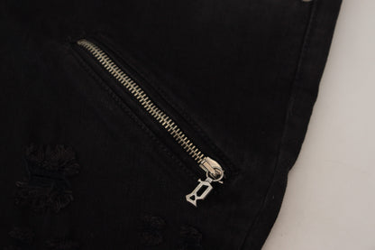 John Galliano – Schwarze Skinny-Jeans aus Baumwolle mit mittlerer Taille und schmaler Passform