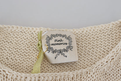 PINK MEMORIES Ärmelloses Tanktop aus Baumwollmischung mit Rundhalsausschnitt in Beige