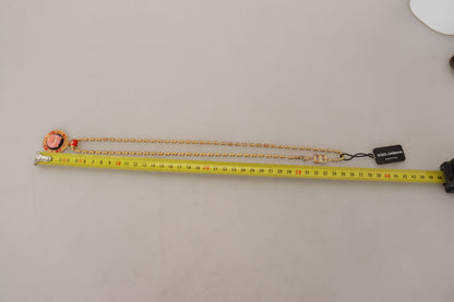 Dolce &amp; Gabbana – Halskette mit Logo und Anhänger „Super Pig“ aus goldenem Messing