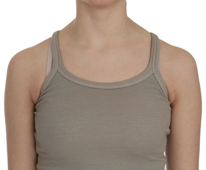 PINK MEMORIES – Ärmellose Tank-Bluse mit Spaghettiträgern in Beige