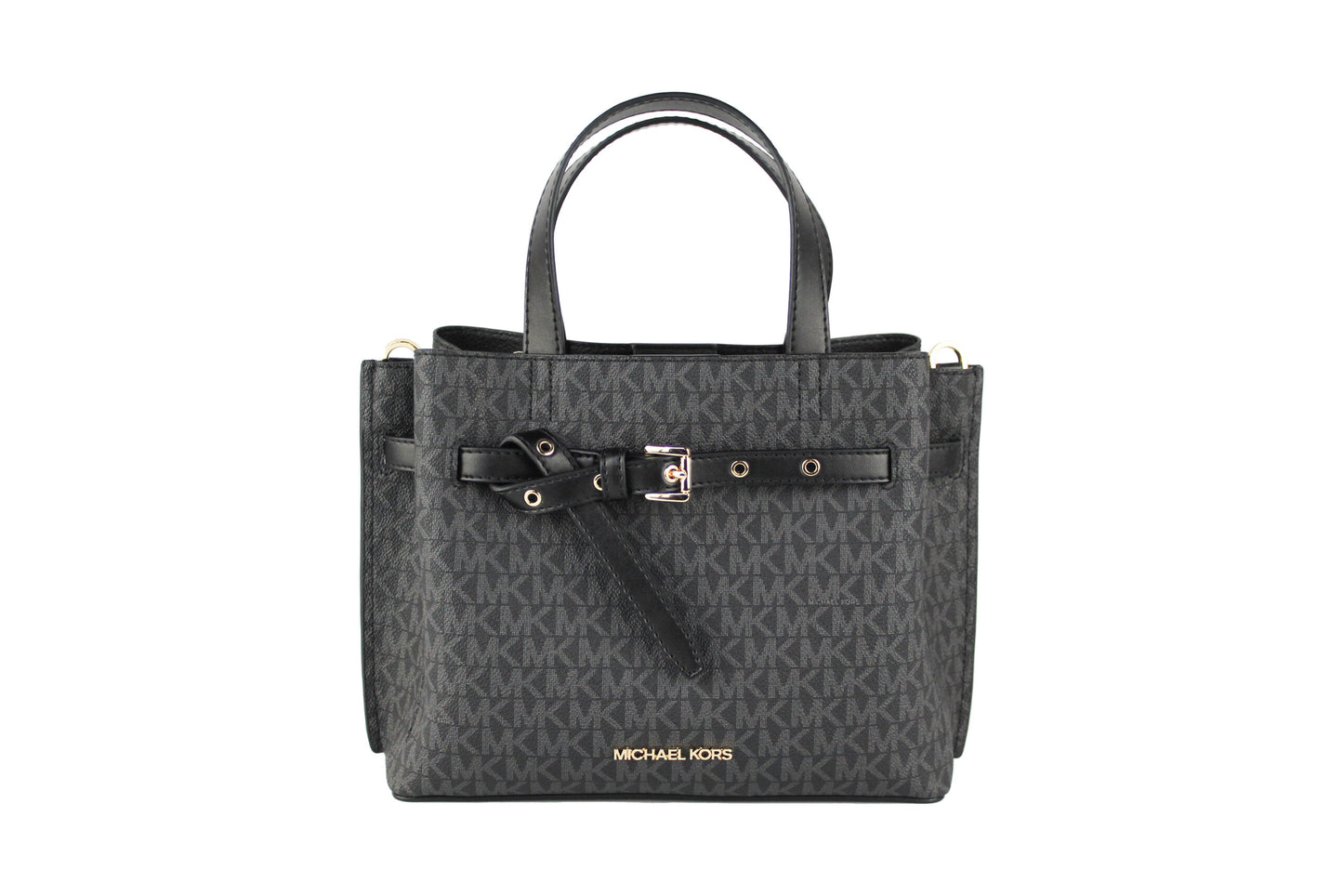 Michael Kors Emilia Kleine schwarze Signature PVC-Umhängetasche, Umhängetasche