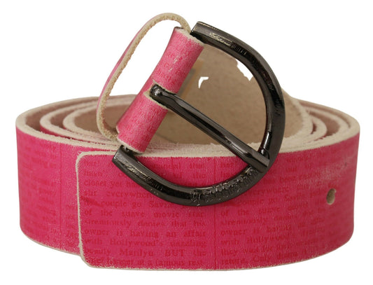 John Galliano – Rosafarbener Ledergürtel mit runder Schnalle und Buchstabenlogo