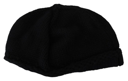 Dolce &amp; Gabbana Schwarze Schurwolle Damen Winter Beanie Mütze