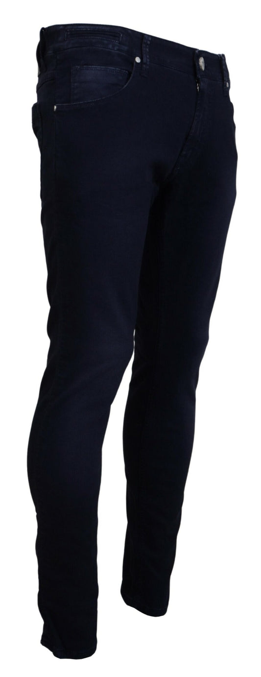 Acht Blaue, schmal geschnittene Jeans aus Baumwolle für Herren