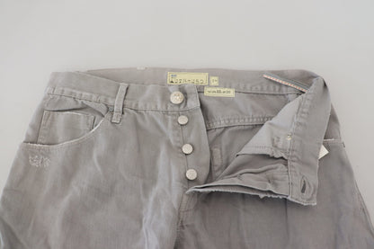 Acht – Lässige Jeans aus Baumwolle mit geradem Schnitt und gefaltetem Saum, Grau