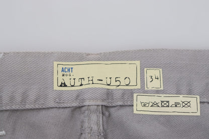 Acht – Lässige Jeans aus Baumwolle mit geradem Schnitt und gefaltetem Saum, Grau