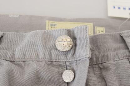 Acht – Lässige Jeans aus Baumwolle mit geradem Schnitt und gefaltetem Saum, Grau